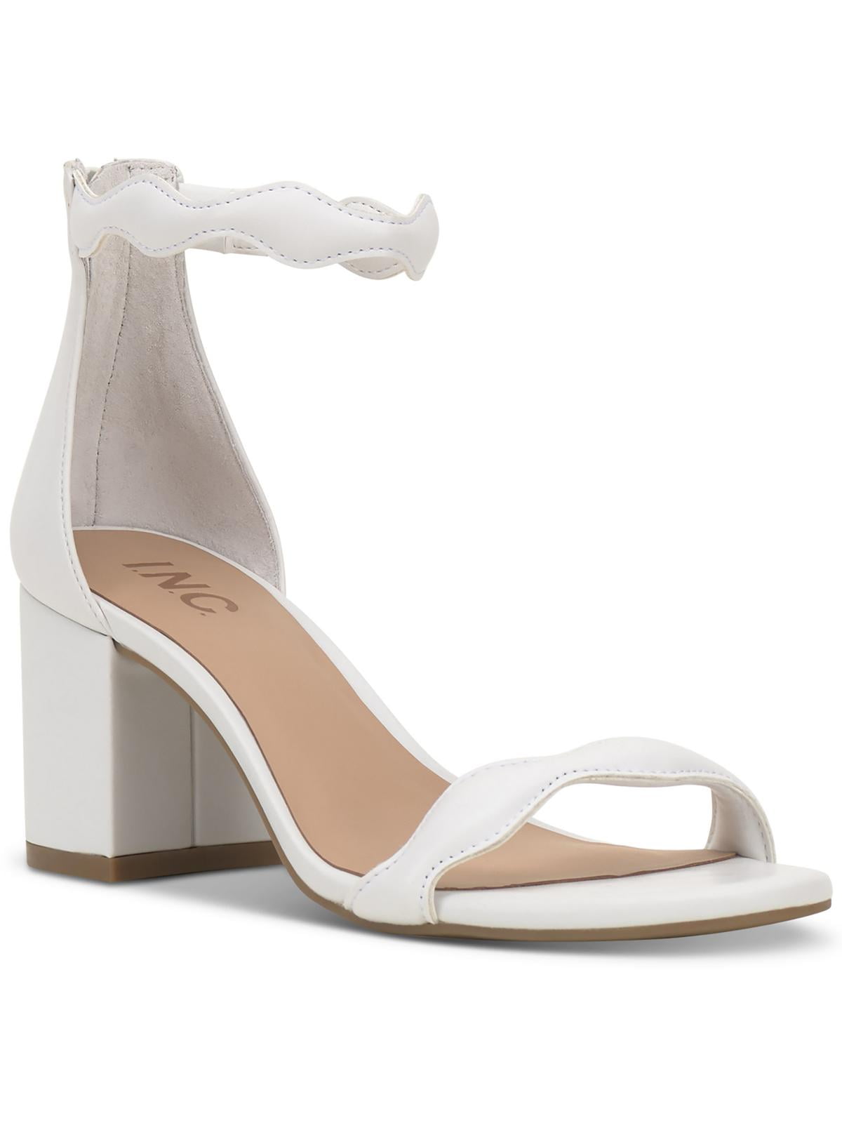 INC Womens Sollisa Faux Leather Scalloped Heels