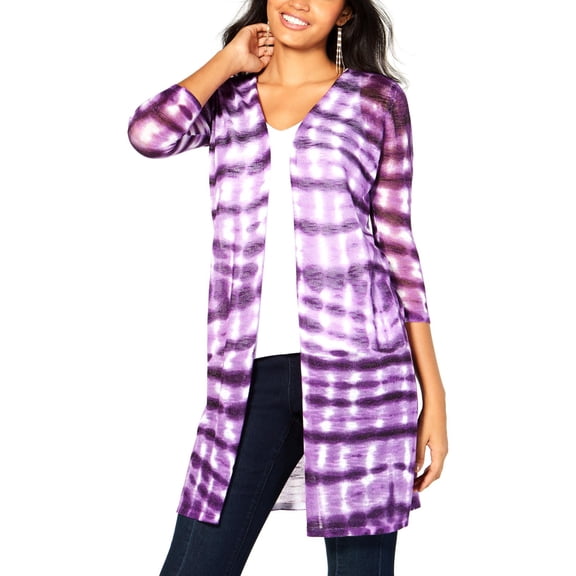 INC Womens Tie-Dye Open Front Cardigan Sweater