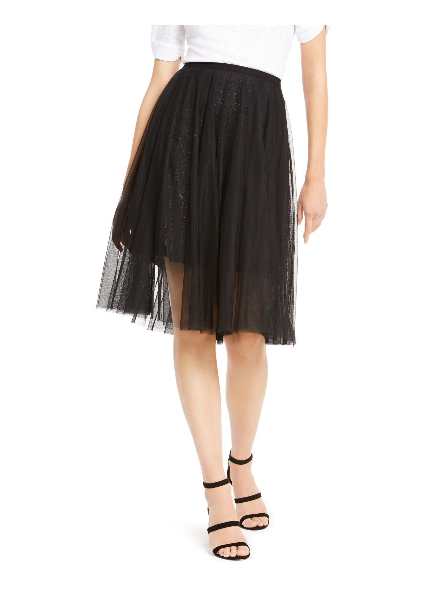 Women's black tulle midi skirt cheap
