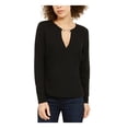 thumbnail image 1 of INC Womens V-Neck Keyhole Blouse Black S, 1 of 4