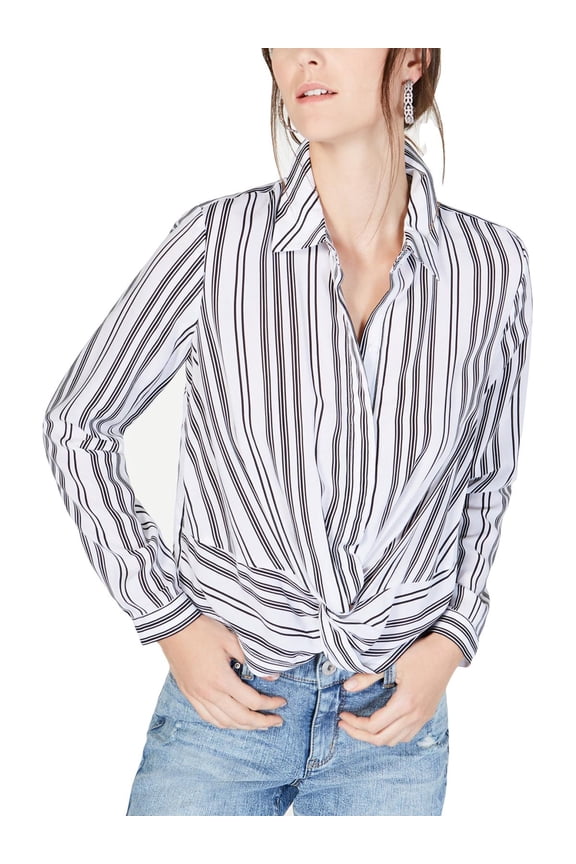 Womens Vivid Striped Button Blouse B/W S