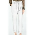 thumbnail image 1 of INC Womens White Belted Tapered-leg Paperbag Pants Size: 10, 1 of 2