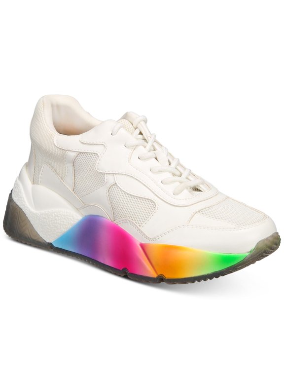 Womens White Colorblocked Cushioned Comfort Bubblez Round Toe Wedge Lace-Up Athletic Sneakers Shoes 7 M