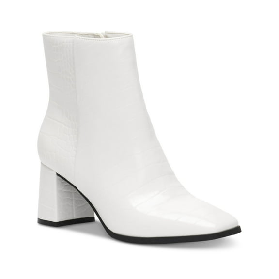 INC Womens White Cushioned Dasha Square Toe Block Heel Zip-Up Dress Booties 10 M