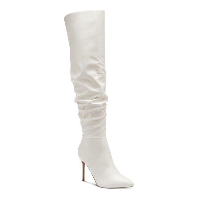 INC Womens White Cushioned Dasha Square Toe Block Heel Zip-Up Dress Booties M main image 0