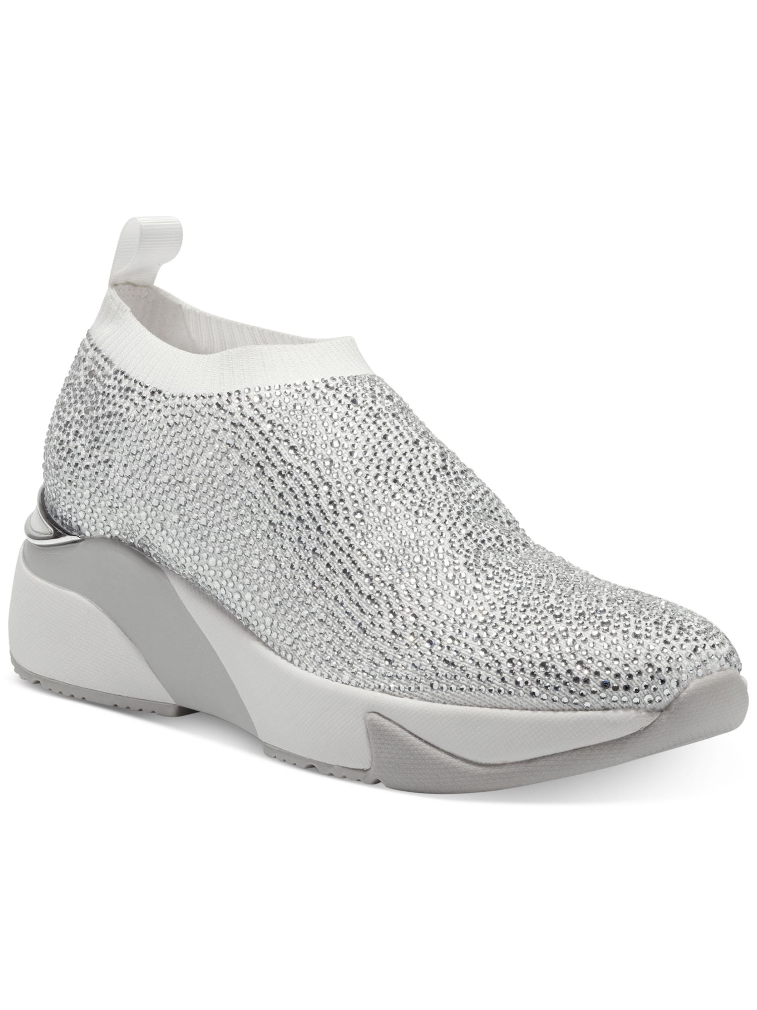 INC Womens White Embellished Onida Round Toe Wedge Slip On Sneakers Shoes 7 M Walmart
