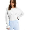 thumbnail image 1 of INC Womens White Fitted Pleated Hoodie Top XL, 1 of 1