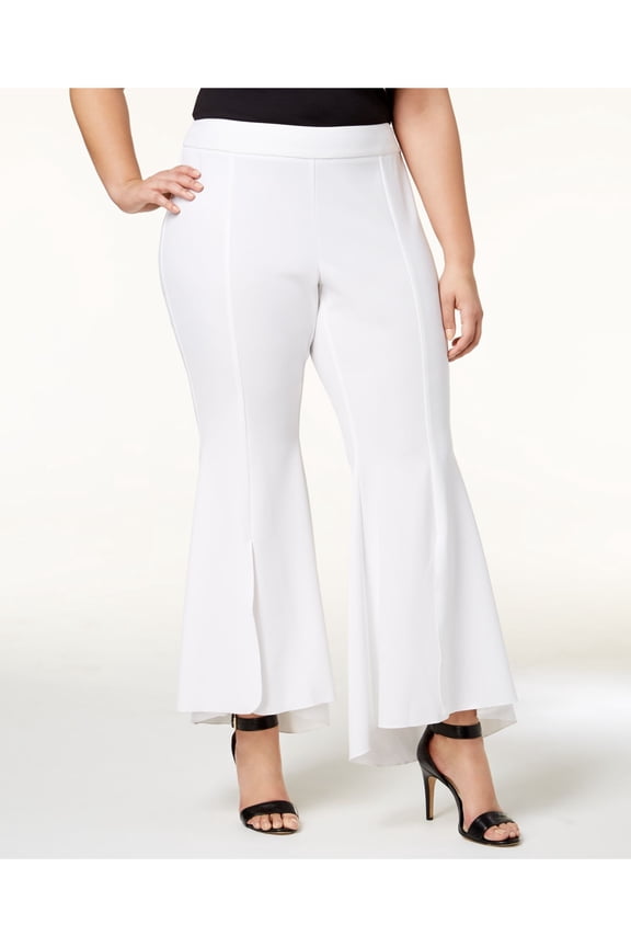 Womens White Flare Pants Plus Size: 20W