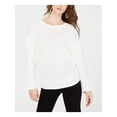 thumbnail image 1 of INC Womens White Fringed Long Sleeve Crew Neck Sweater M, 1 of 2