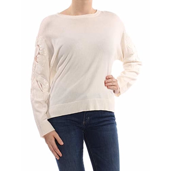 INC Womens White Long Sleeve Jewel Neck Button Up Casual Sweater Regular Size: L