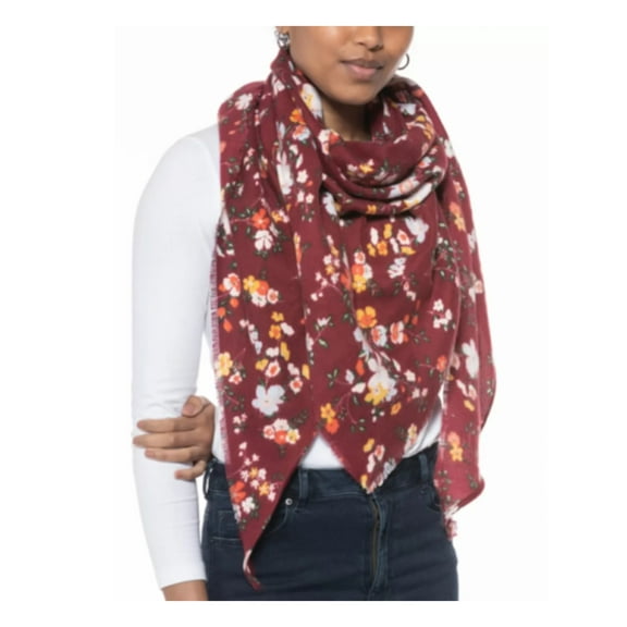 INC Womens Wine Maroon Oversized Triangle Fringed Wrap