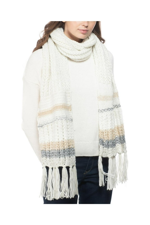Womens Winter Striped Muffler Scarf Gray O/S