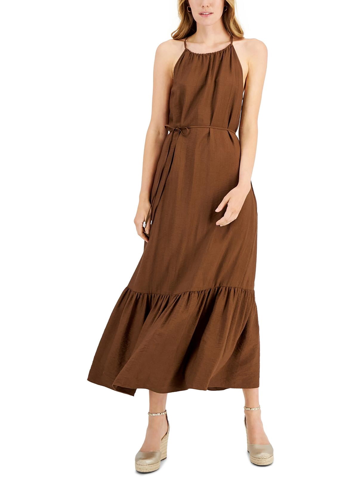 inc halter dress Womens Woven Maxi Brown 4 Midi dresses