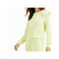 thumbnail image 1 of INC Womens Yellow Ruffled Crewneck Long Sleeve Sweatshirt XL, 1 of 2
