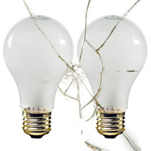 Satco S3927 - 60 watt A19 Incandescent; Frost; 5000 average rated hours; 520 lumens; Medium base; 130 volts; Shatter Proof; 2/Pack