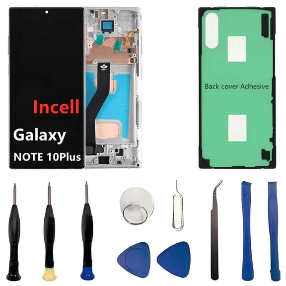 INCELL for Samsung Galaxy NOTE10 Plus Screen Replacement NOTE10 Plus 5G LCD Display SM-N975U SM-N975U1 Display Touch Screen Assembly No Fingerprint. (with White Frame+Back Cover Adhesive+Tools)