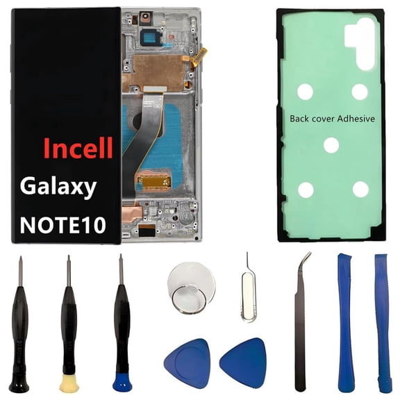 INCELL for Samsung Galaxy NOTE10 Screen Replacement Note 10 5G LCD Display SM-N970U SM-N970U1 Display Touch Screen Assembly No Fingerprint. (with Silver Frame+Back Cover Adhesive+Tools)