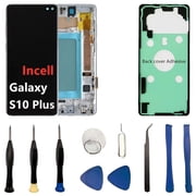 INCELL for Samsung Galaxy S10 Plus Screen Replacement S10Plus LCD Display SM-G975U SM-G975U1 Display Touch Screen Assembly No Fingerprint. with Silver Frame+Back Cover Adhesive+Tools