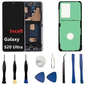 INCELL for Samsung Galaxy S20 Ultra Screen Replacement S20Ultra 5G LCD Display SM-G988U SM-G988U1 Display Touch Screen Assembly No Fingerprint. (with Black Frame+Back Cover Adhesive+Tools)