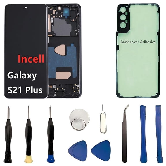 INCELL for Samsung Galaxy S21 Plus Screen Replacement S21Plus 5G LCD Display SM-G996U SM-G996U1 Display Touch Screen Assembly No Fingerprint. (with Black Frame Back Cover Adhesive Tools)
