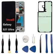 INCELL for Samsung Galaxy S21 Ultra Screen Replacement S21Ultra 5G LCD Display SM-G998U SM-G998U1 Display Touch Screen Assembly No Fingerprint. with White Frame+Back Cover Adhesive+Tools