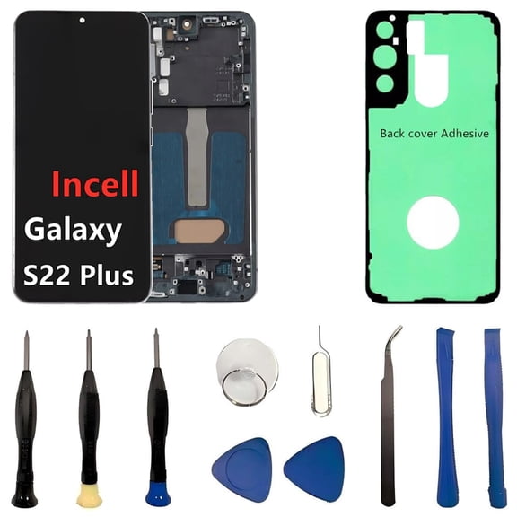 INCELL for Samsung Galaxy S22 Plus Screen Replacement S22Plus 5G LCD Display SM-S906U SM-S906U1 Display Touch Screen Assembly No Fingerprint. (with Green Frame+Back Cover Adhesive+Tools)
