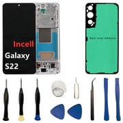 INCELL for Samsung Galaxy S22 Screen Replacement S22 5G LCD Display SM-S901U SM-S901U1 Display Touch Screen Assembly No Fingerprint. with White Frame+Back Cover Adhesive+Tools