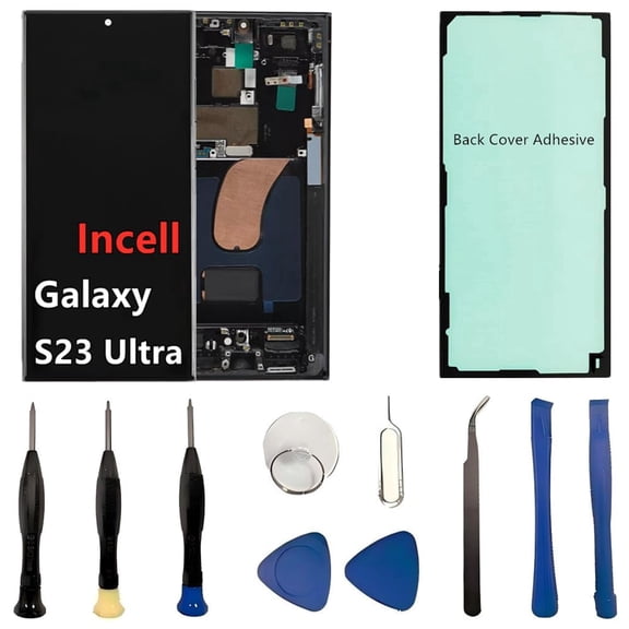 INCELL for Samsung Galaxy S23 Ultra Screen Replacement S23Ultra 5G LCD Display SM-S918U SM-S918U1 Display Touch Screen Assembly No Fingerprint. (with Green Frame+Back Cover Adhesive+Tools)