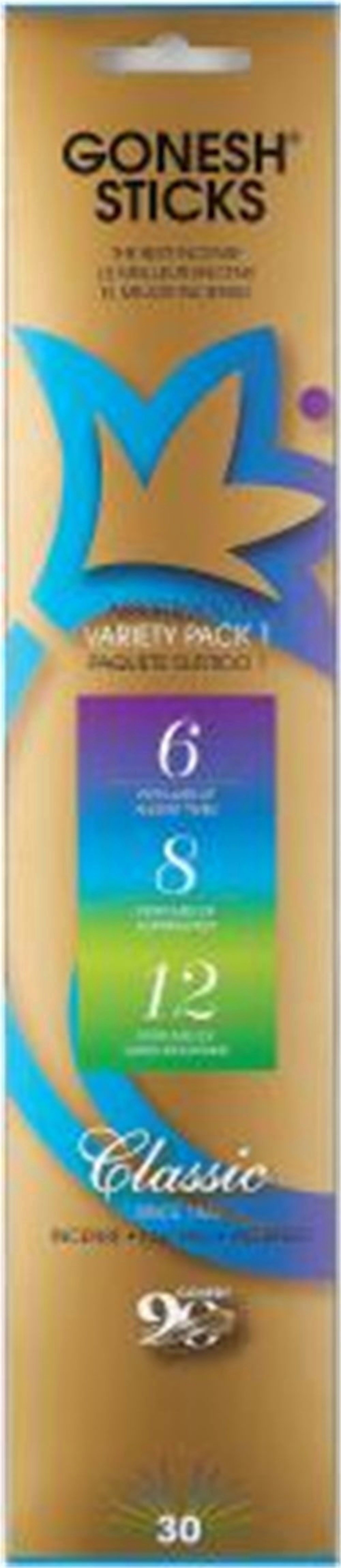 Incesce Sticks GONESH STICK Incense Sticks Variety Pack Assortment, 30 Sticks ...