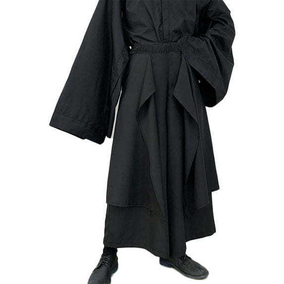 INCERUN Korean Fashion Men Punk Trousers Irregular Loose Dress Skirt Harem Pants Trousers