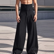 INCERUN Men Pants Fashion Long Trouser Wide Leg Pants Solid Color Streetwear Bottoms