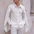 thumbnail image 1 of INCERUN Men Shirt Solid Color Lapel Long Sleeve Button Irregular Shirts For Man Streetwear Fashion Casual Tops, 1 of 6