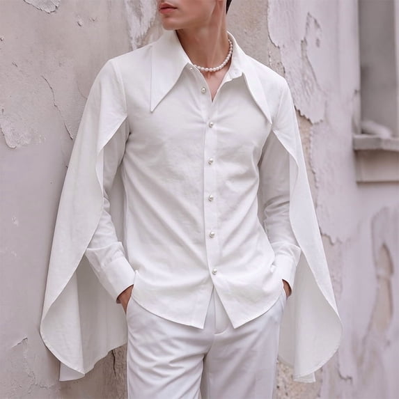 INCERUN Men Shirt Solid Color Lapel Long Sleeve Button Irregular Shirts For Man Streetwear Fashion Casual Tops
