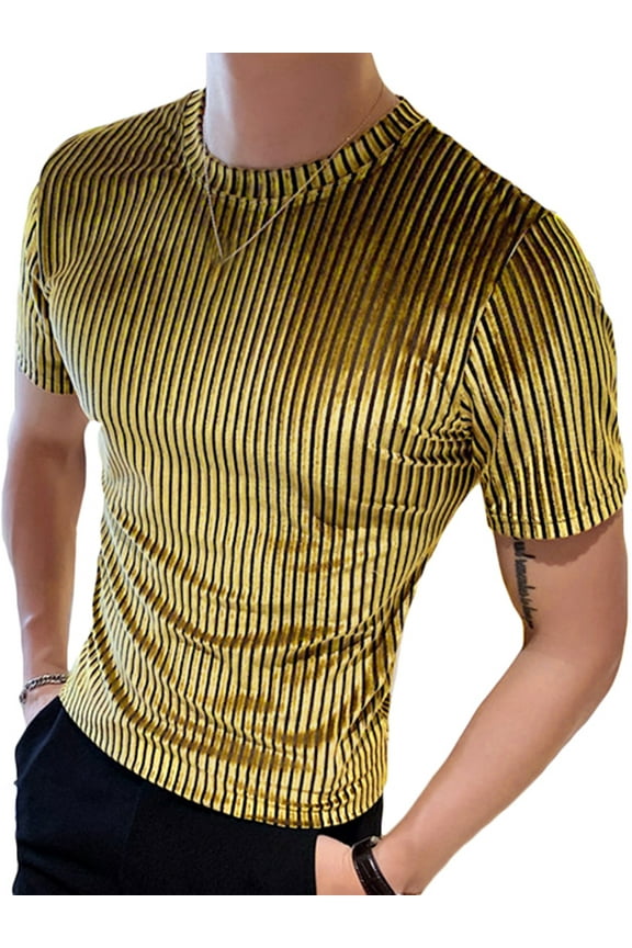 Men Wet Look Long Sleeve Shirts Slim Fit Pit Strip Tee Tops T-shirts