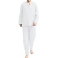 thumbnail image 1 of INCERUN Men's 2Pcs Cotton Pajamas Set Tops Shorts Loungewear Nightwear Suits PJ Sleep Set, 1 of 8