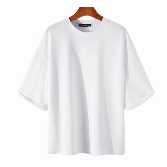 INCERUN Men's Casual Half Sleeve T-Shirts Round Neck Summer Solid Color Basic Tops Tee