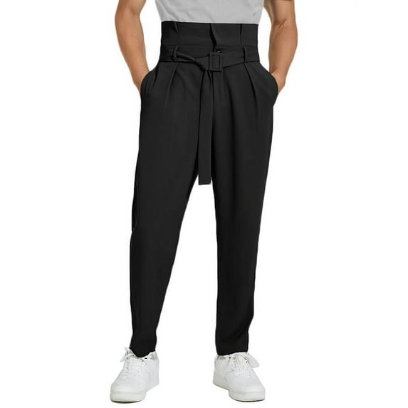 INCERUN Men's Casual High Waits Solid Color Long Pants Trousers Japanese Style