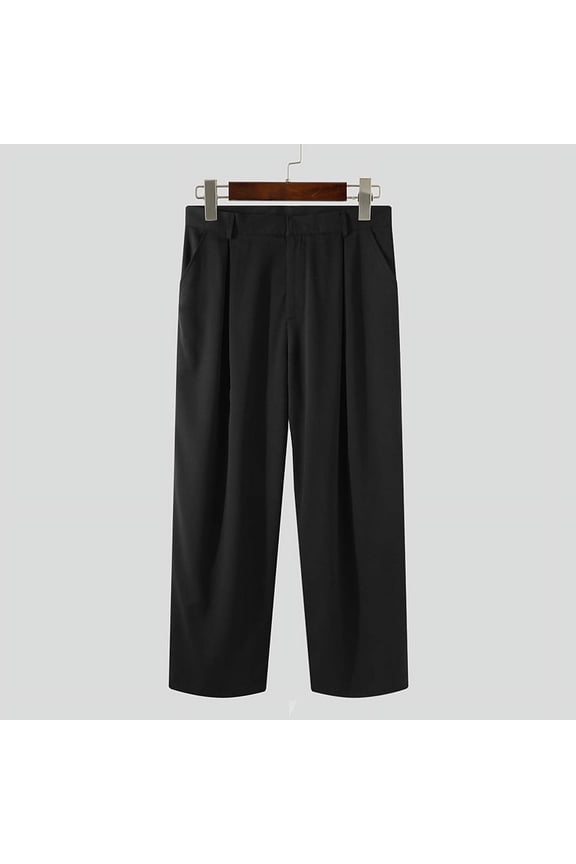 Men's Casual Wide-leg Straight Formal Trousers Solid Color Pants