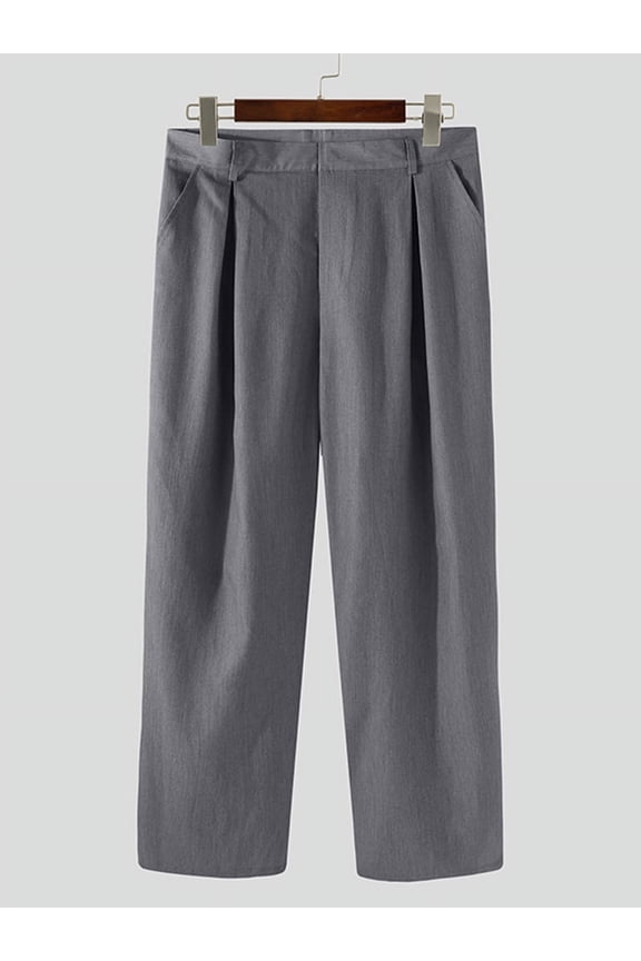 Men's Casual Wide-leg Straight Formal Trousers Solid Color Pants
