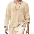 thumbnail image 1 of INCERUN Men's Fashion Simple V-Neck Long Sleeve Thin Knitted Sweater Top, 1 of 5