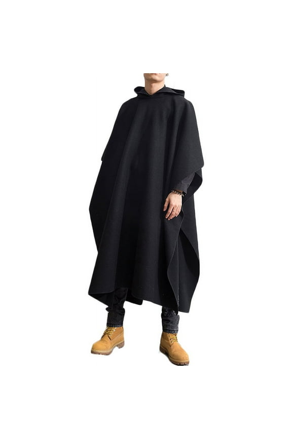 Men's Gothic Shawl Hooded Poncho Cape Cloak Punk Baggy Coat Jacket Shirts