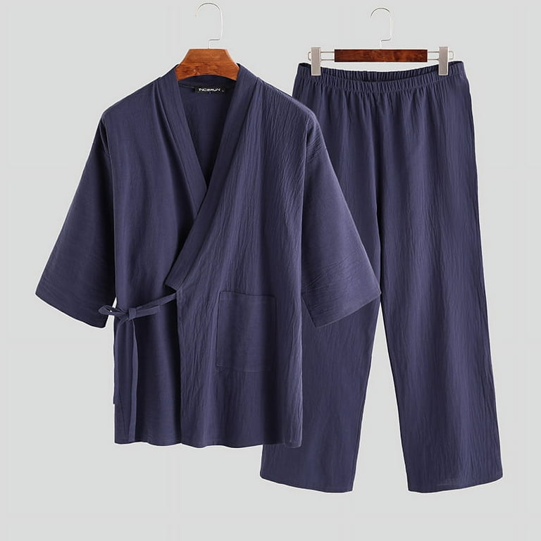 INCERUN Men s Kimono Bathrobe Nightwear Sleepwear Pyjamas Set