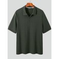 thumbnail image 1 of INCERUN Men's Lapel Knit Look Short Sleeve Henley POLOs Shirts Tops, 1 of 5