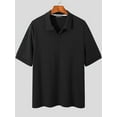thumbnail image 1 of INCERUN Men's Lapel Knit Look Short Sleeve Henley POLOs Shirts Tops, 1 of 5