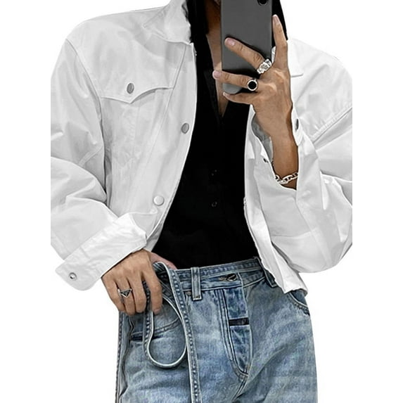 INCERUN Men's Long Sleeve Buttons Up Crop Shirt Jackets Casual Thin Coats