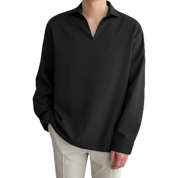 INCERUN Men's Long Sleeve Elegant Dress Shirts Solid Color Formal Office Shirts