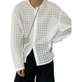 thumbnail image 1 of INCERUN Men's Long Sleeve Loose Plaid See-through Buttons Top Shirts, 1 of 6