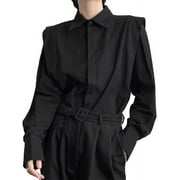 INCERUN Mens Long Sleeve Solid Color Shirts Turndown Collar Stylish Tops