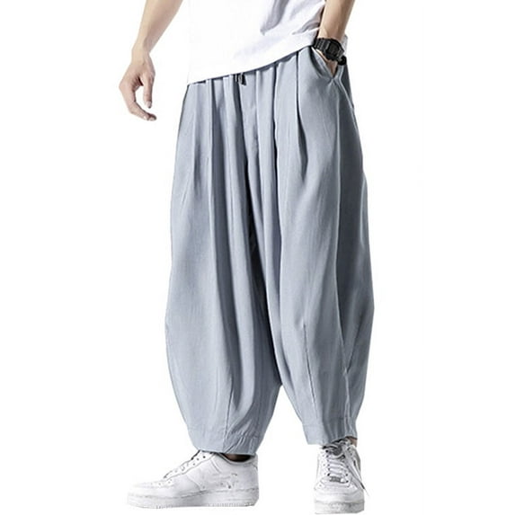 INCERUN Men's Loose Drawstring Harem Pants Casual Wide Leg Trousers Long Pants