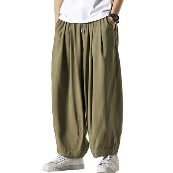 INCERUN Men's Loose Drawstring Harem Pants Casual Wide Leg Trousers Long Pants